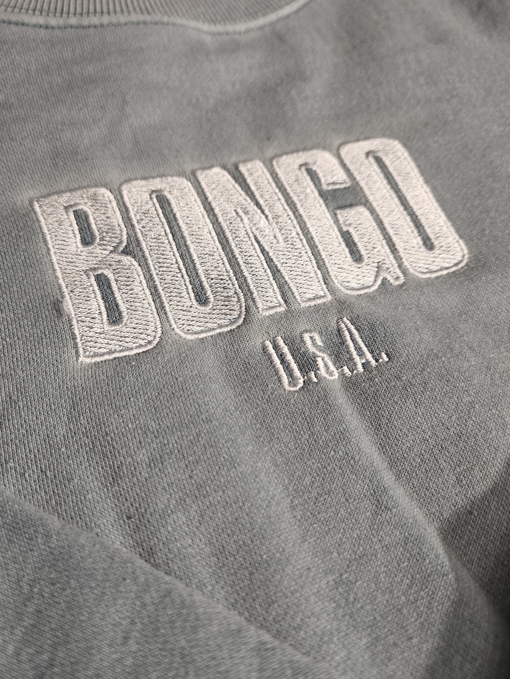 BONGO Embroidered Crewneck Sweater - Light Gray